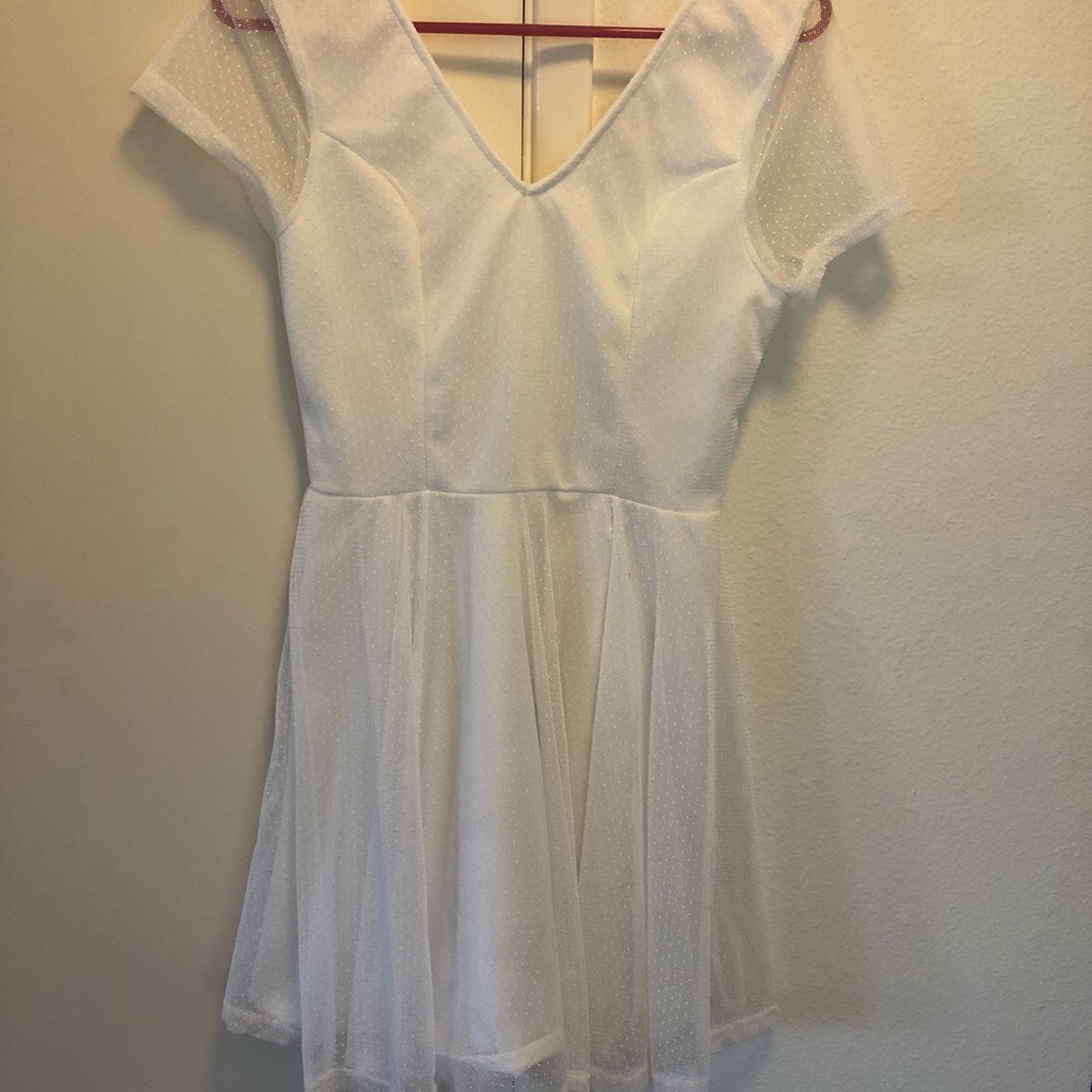 White polka dot lace skater dress